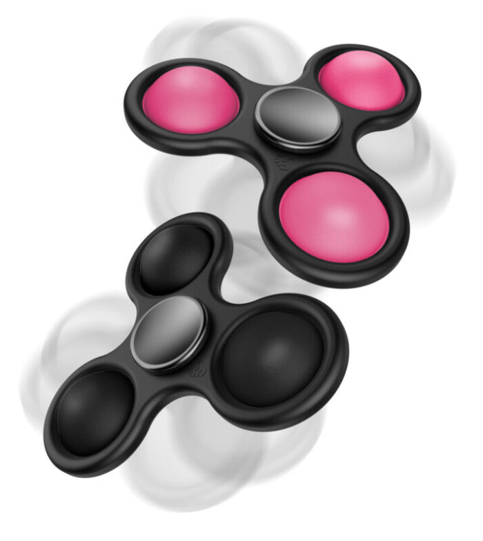 2 Pack Fidget Spinner Pop It Toy Black Pink 2 FG20103