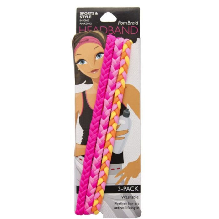 3 Pack Party Girl Pom Braid Headband Single Pom Braid Hairbands 6