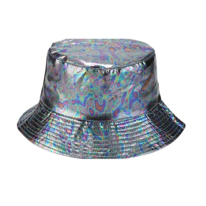 90s Style Holographic Rainbow Bucket Hat 3