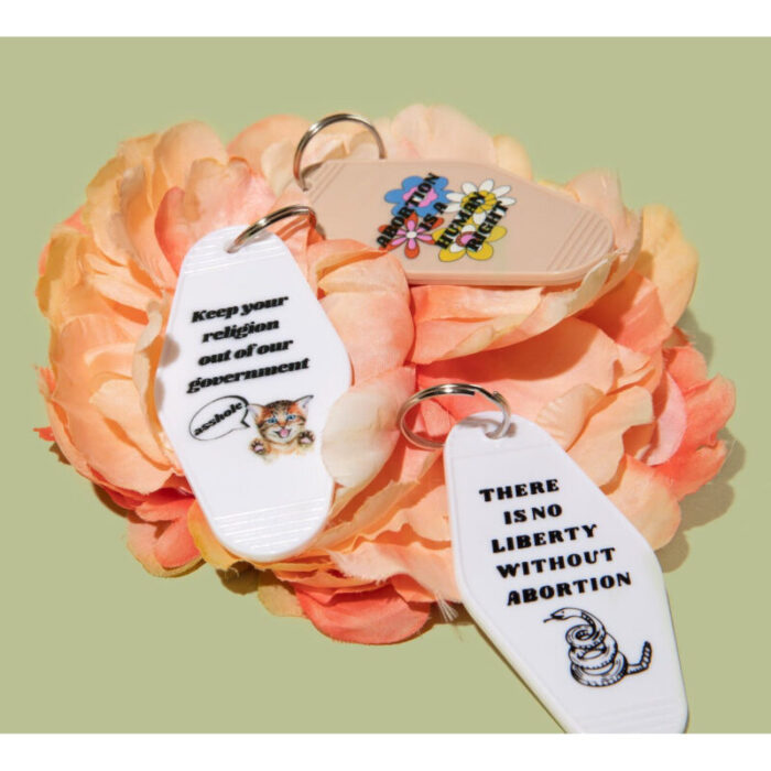 Abortion is a Human Right Keychain in Groovy 70s Flower Print 4 cea8f2d5 a4ed 4299 af4b 7151a6d34943