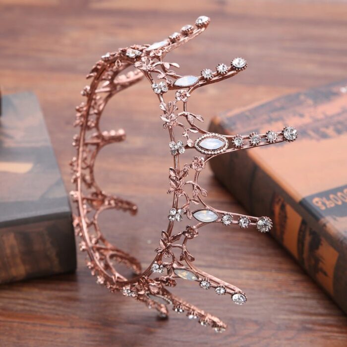 Aggressively Rosy Crown Tiara in Rose Gold and Opal Royalty Crown Party or Bridal Hair Accessory 5