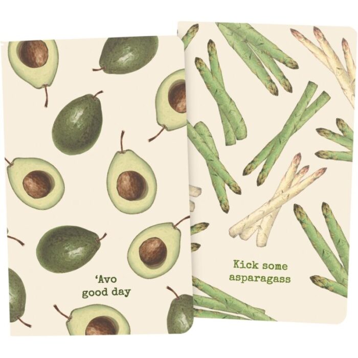 Avo Good Day and Kick Some Asparagass Large Notebooks 5 x 8 25 x 1 Set of 2