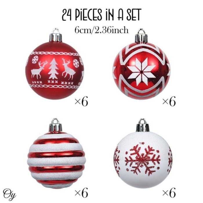 ForProduct 02RedandWhiteOrnamentBalls AssortedChristmasGlitterBaubles