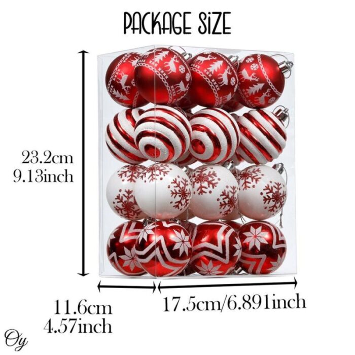 ForProduct 03RedandWhiteOrnamentBalls AssortedChristmasGlitterBaubles