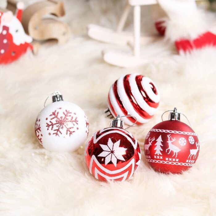 ForProduct 04RedandWhiteOrnamentBalls AssortedChristmasGlitterBaubles