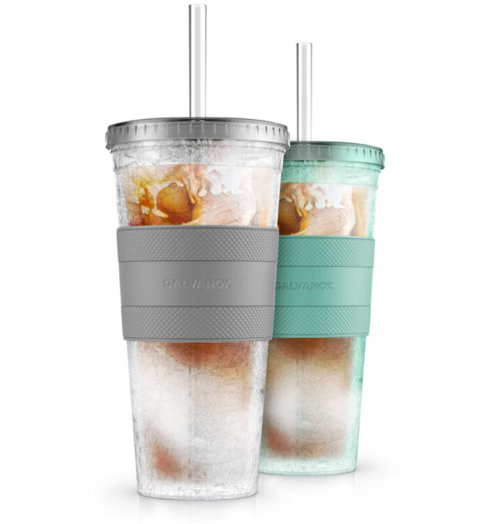 Galvanox Freezable Iced Coffee Cup with Lid and Straw Green 20oz FI20G2 8