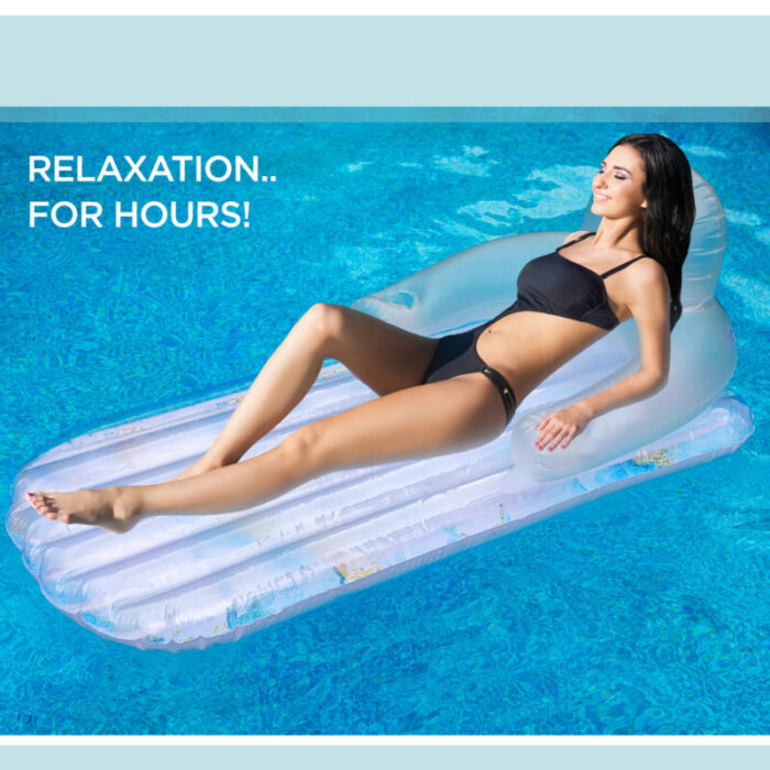 Galvanox Water Lounger Inflatable Floating Chair White Blue Marble IFCH060 8