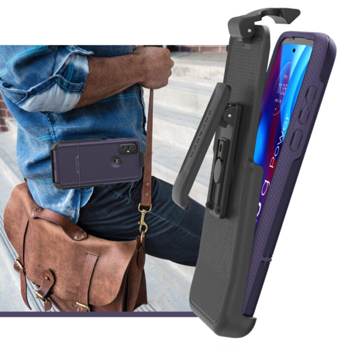 Moto G Pure Rebel Case with Belt Clip Holster Purple RB222IGHLGP 3