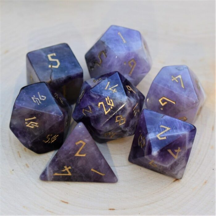 amethyst stone dice set 3