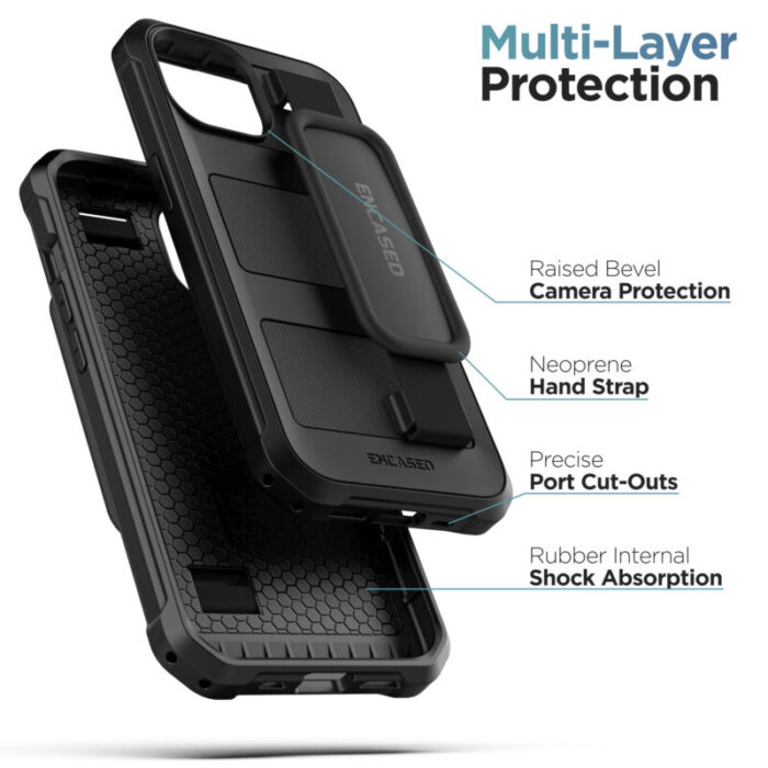 iPhone 15 Falcon Hand Strap Case with Belt Clip Holster FAH336HL 1