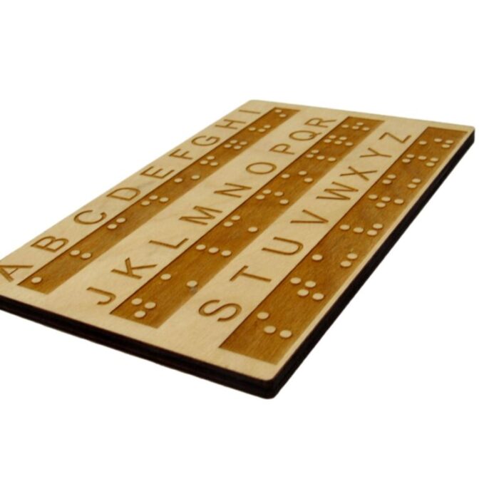 wood braille alphabet board with raised dots montessori educational tool for all ages purple games studio 28104367767661